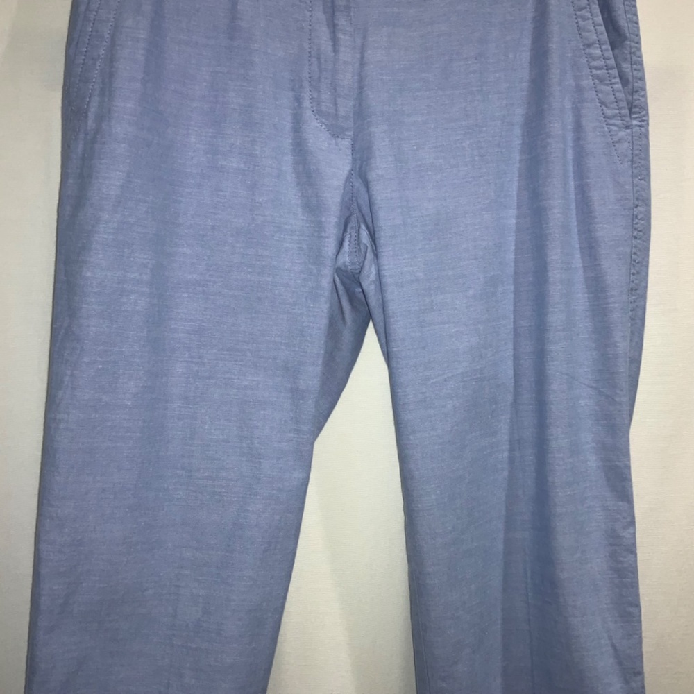 Talbots Relaxed chino pants Sz 6P chambray cotton pockets zip / button - Picture 3 of 9